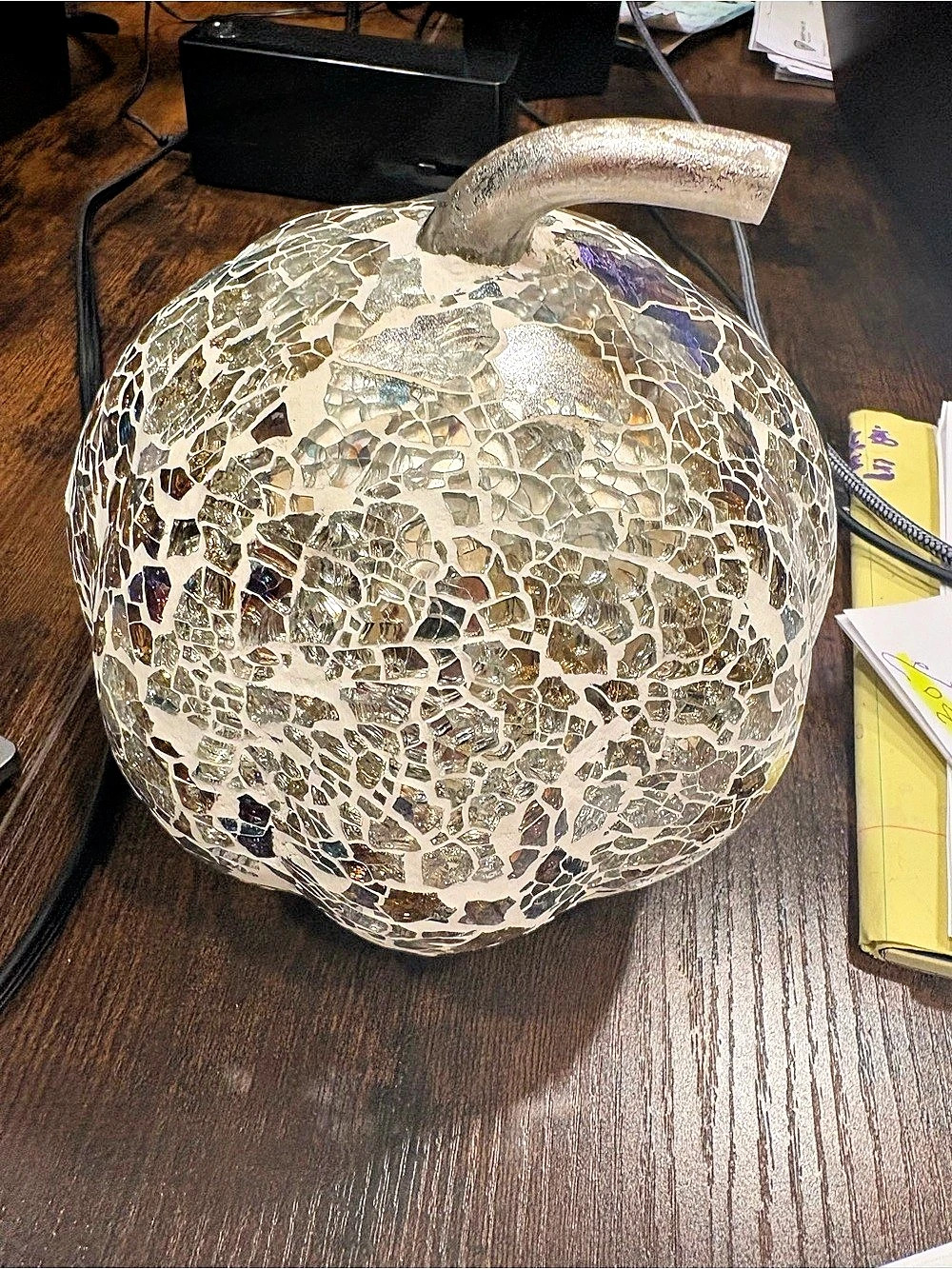 Mosaic Pumpkin Decor in White & Multicolor